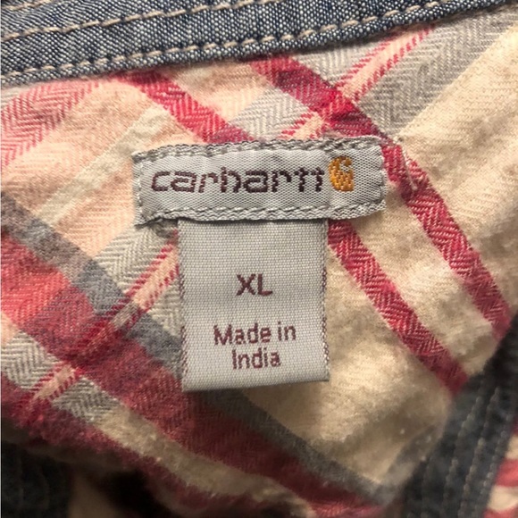 Carhartt Pink & Grey Plaid button down. Size XL. - Picture 3 of 6